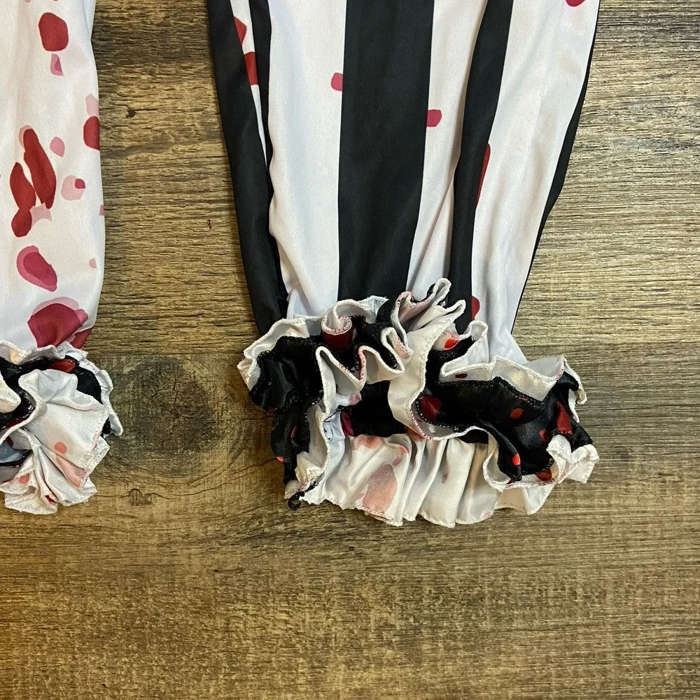 Spooktacular Creepy Clown Costume Child M Halloween Haunted House‎ Striped READ
